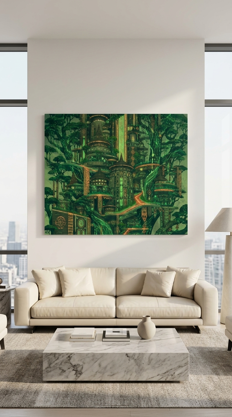 Addis Tomorrow: Afro-Futuristic Eucalyptus Eco-Tower Canvas