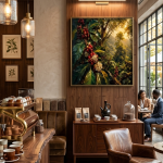 Kaffa Coffee Forest Canvas Wall Art | Ethiopian Coffee Heritage Painting