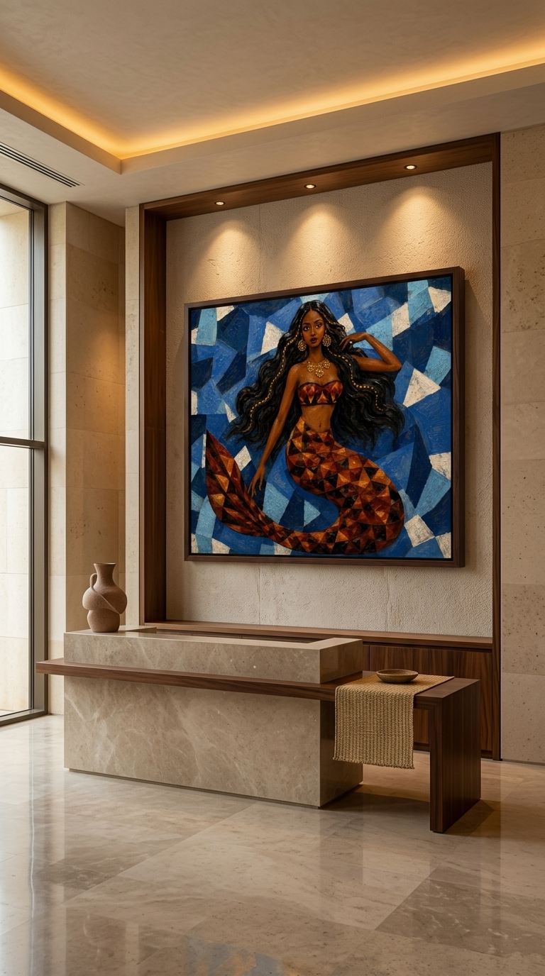 Siren of the Blue Nile – Ethiopian Mermaid Canvas Wall Art