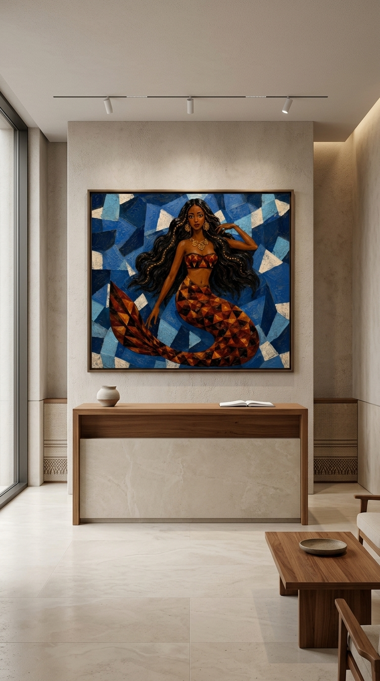 Siren of the Blue Nile – Ethiopian Mermaid Canvas Wall Art