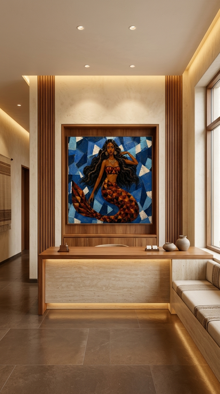 Siren of the Blue Nile – Ethiopian Mermaid Canvas Wall Art