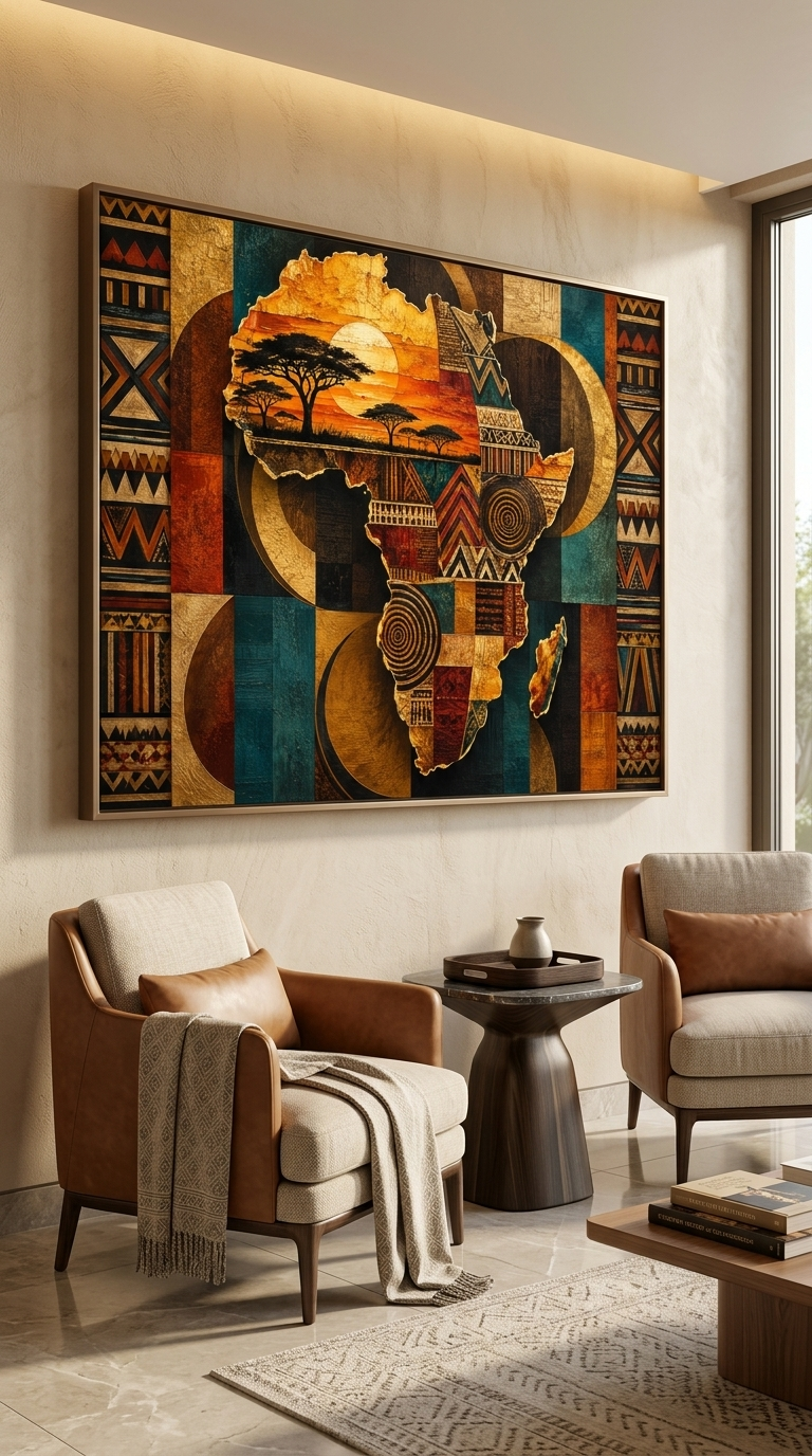 The Continent in Colors | African Map Canvas Wall Art