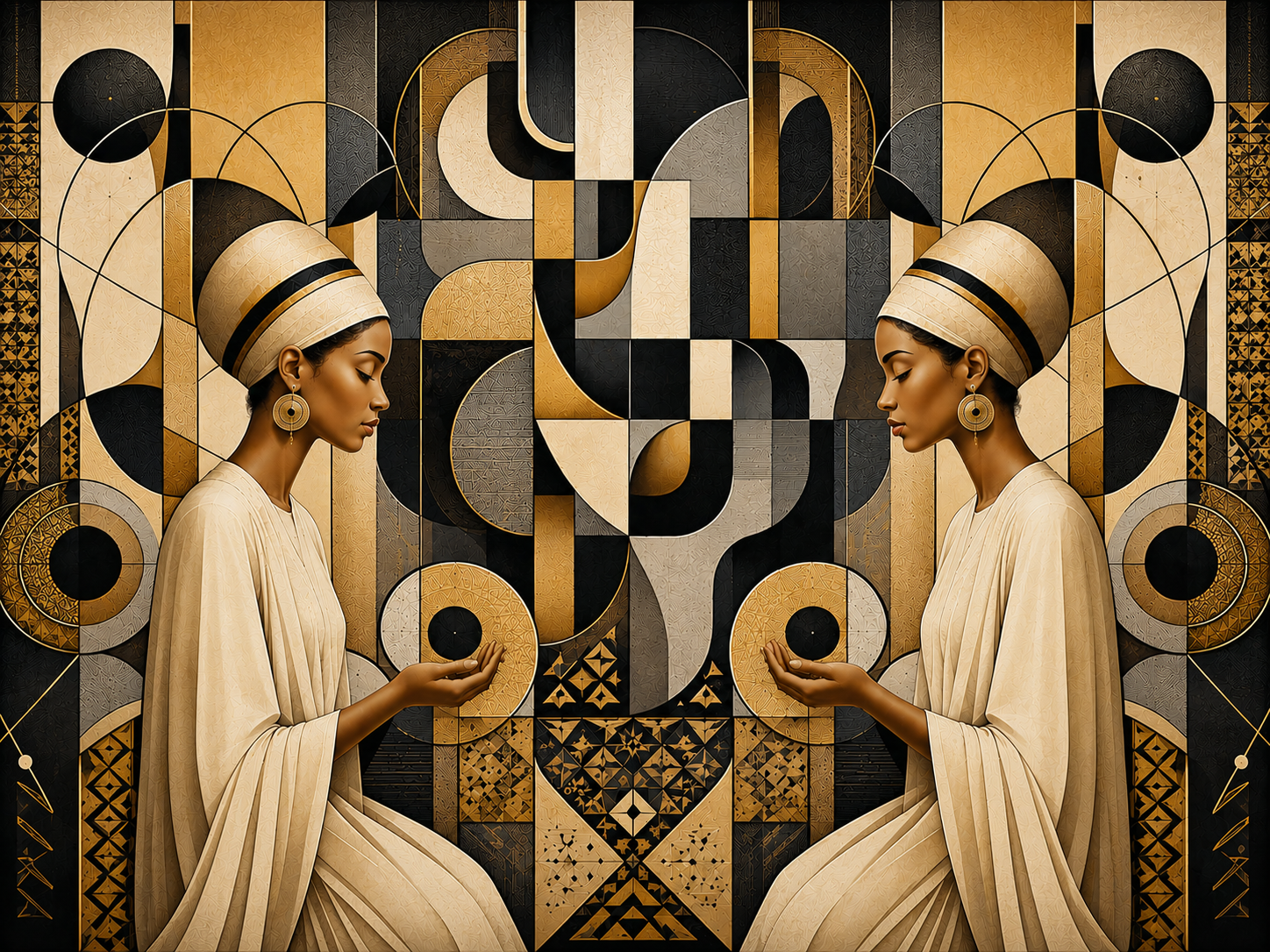 The Golden Silence Geometric Canvas Art