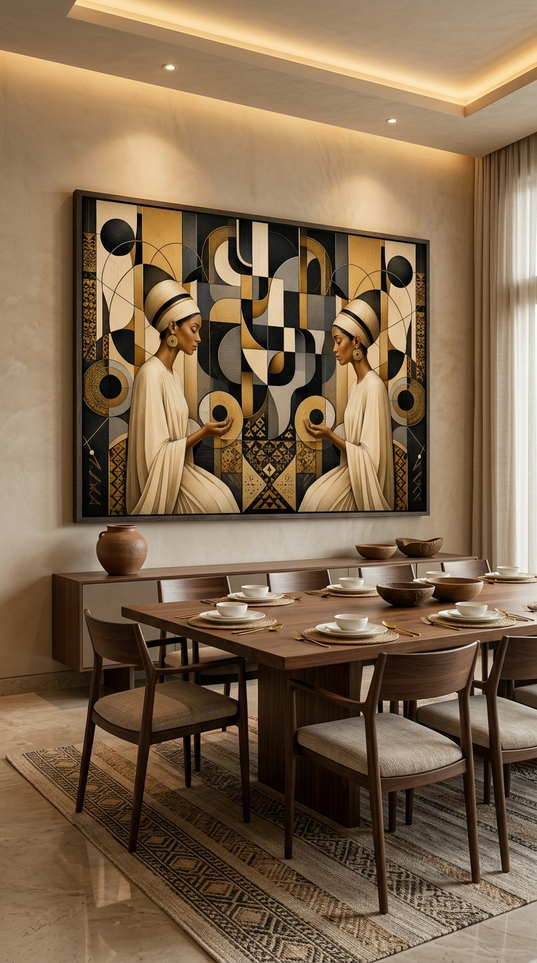 The Golden Silence Geometric Canvas Art