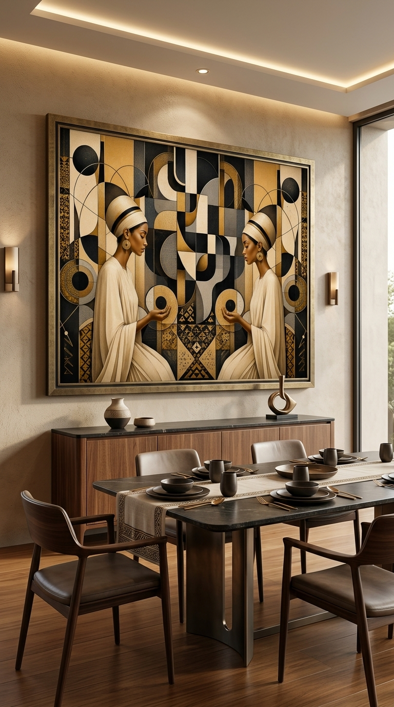 The Golden Silence Geometric Canvas Art