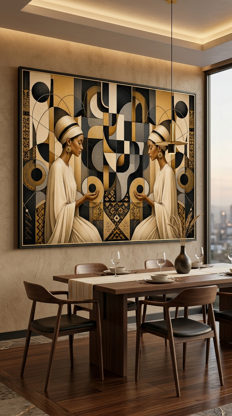 The Golden Silence Geometric Canvas Art