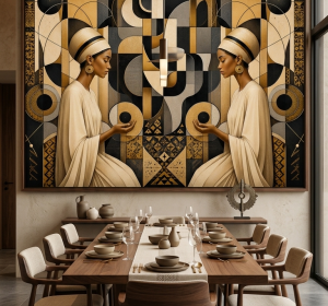 The Golden Silence Geometric Canvas Art
