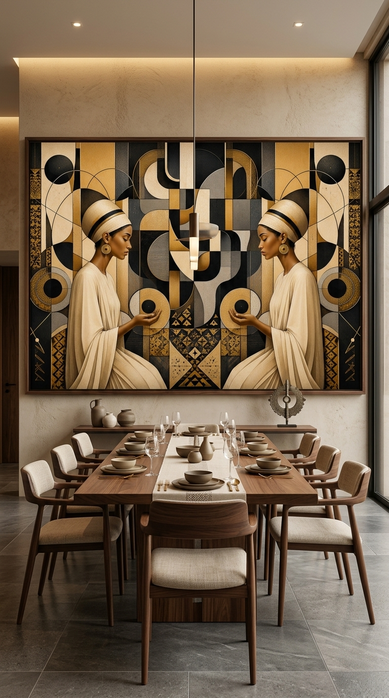 The Golden Silence Geometric Canvas Art