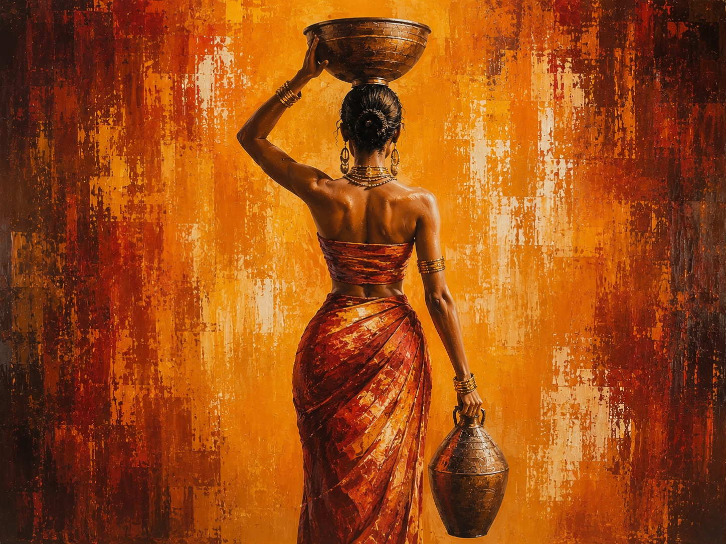 Vessel Bearer | Ethiopian-Inspired Contemporary Canvas Wall Art