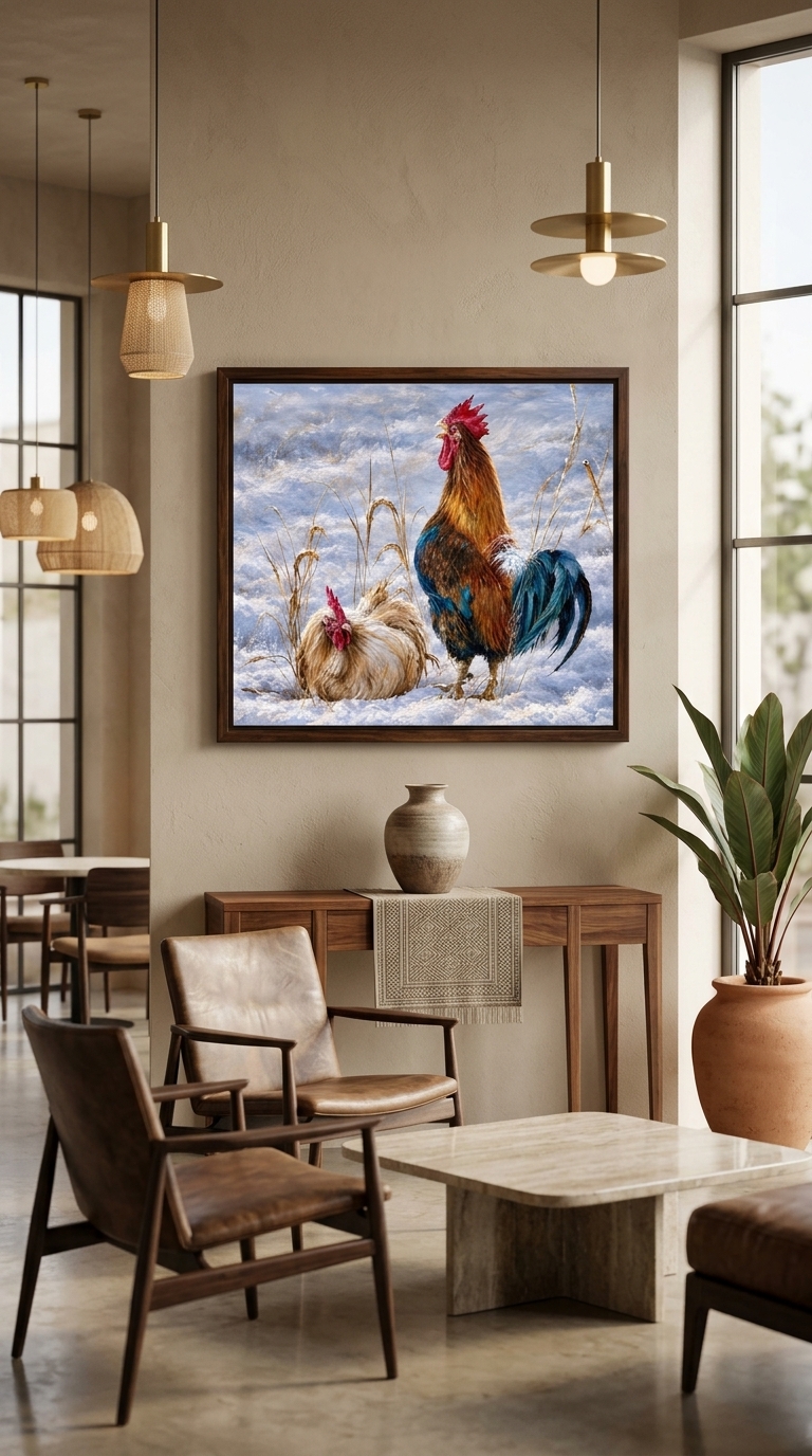 Winter Rooster & Hen