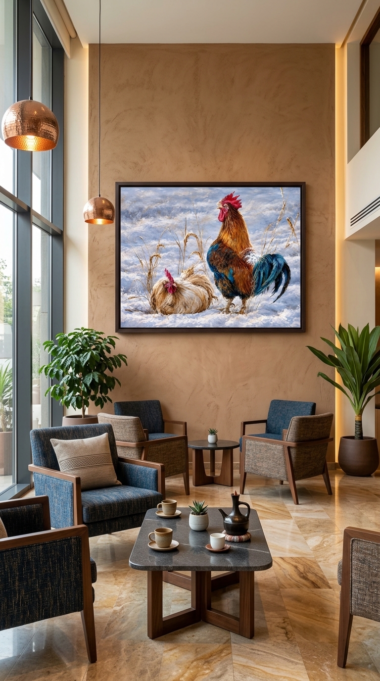 Winter Rooster & Hen
