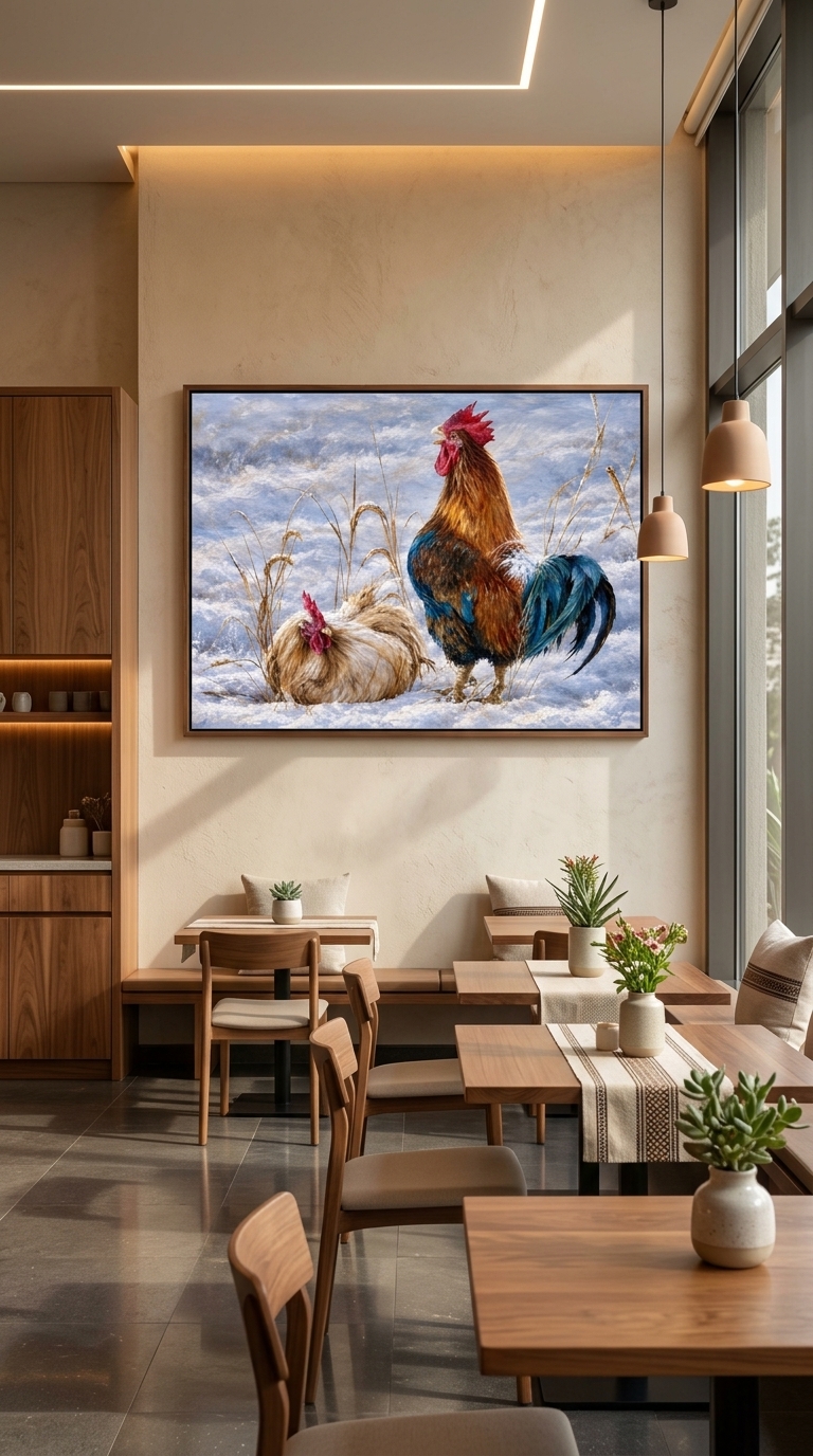 Winter Rooster & Hen