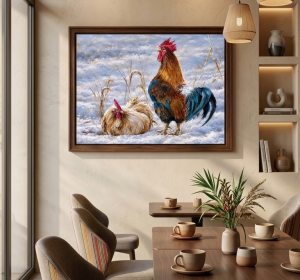 Winter Rooster & Hen