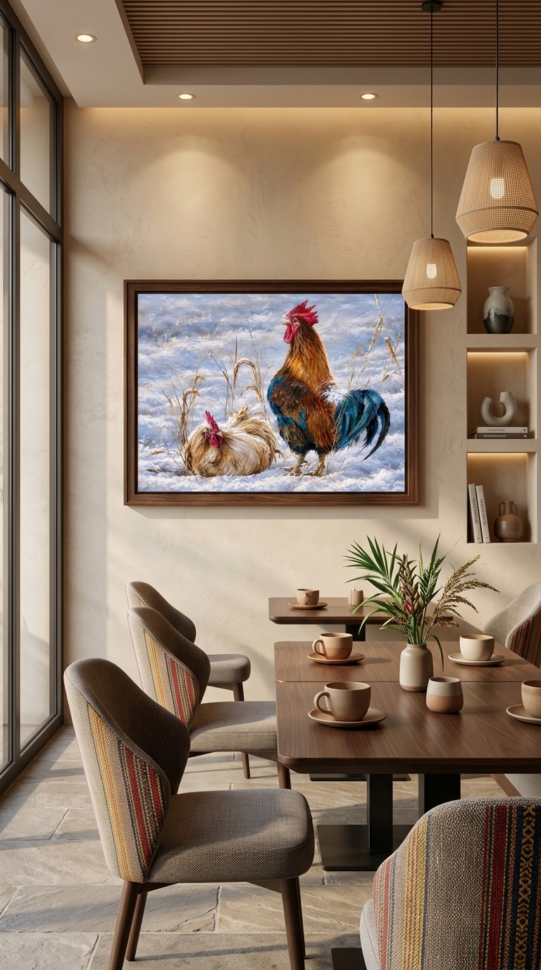 Winter Rooster & Hen
