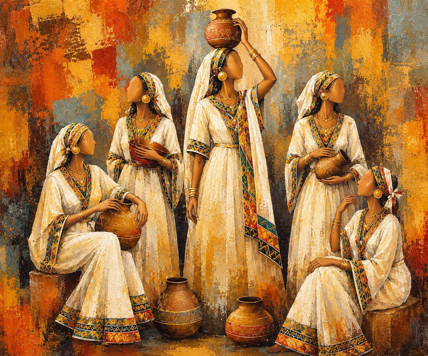 Women of Ethiopia – Habesha Elegance | Ethiopian Women Canvas Wall Art